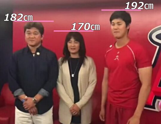 大谷翔平選手の家族の身長